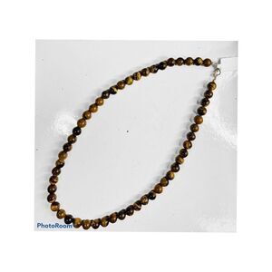Yellow Tigers Eye Gemstone Bead Necklace 18”